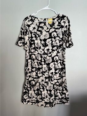 Maeve Black & White Floral Square-Neck Mini Dress